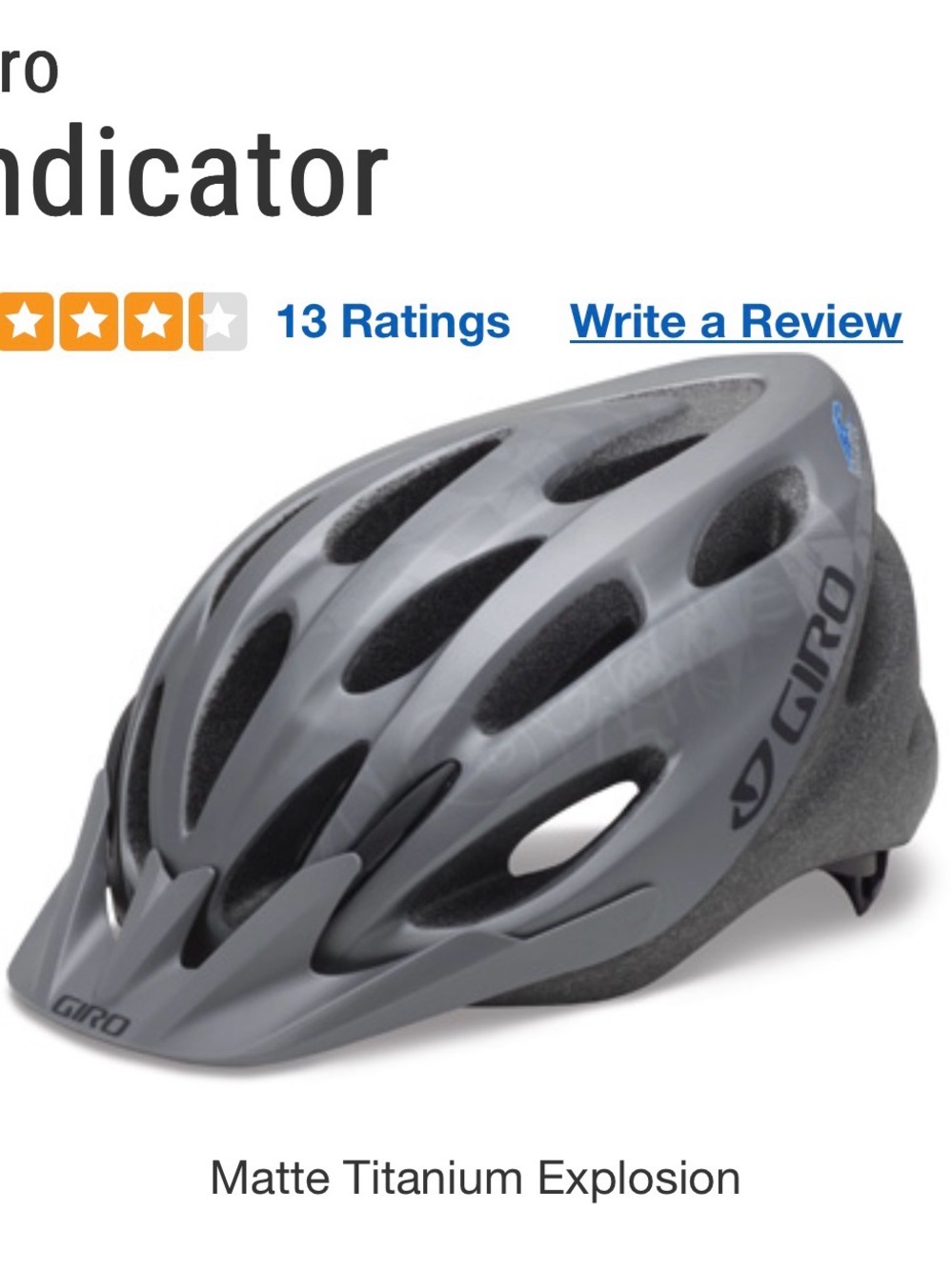 Giro Indicator
Matte Titanium Explosion Bike Helmet